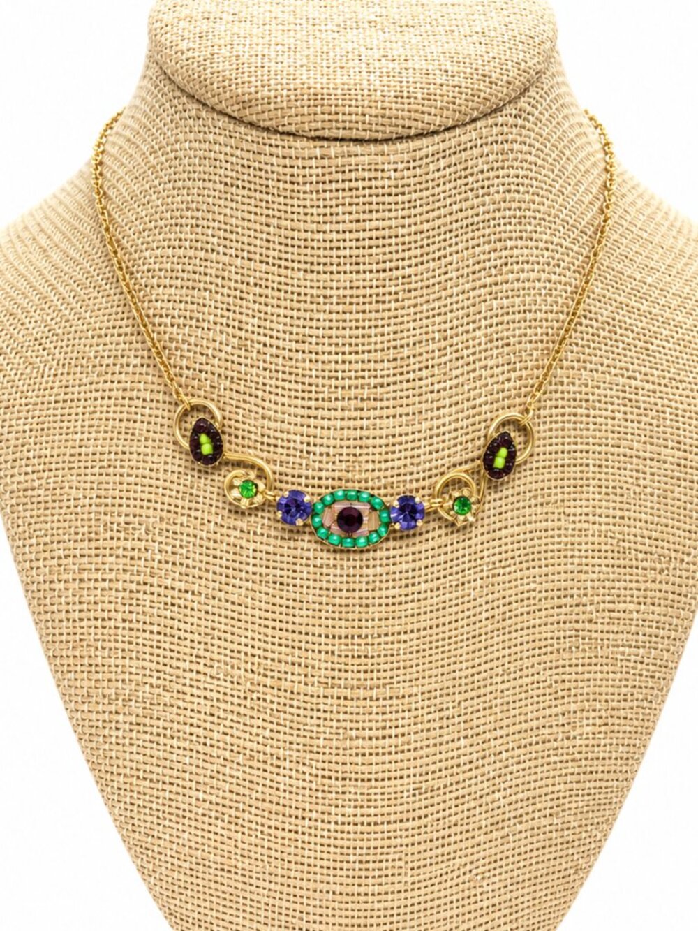 DIKLA MERI NECKLACE NWT Swarovski Crystal Rose Gold Tone Israeli Art Handmade